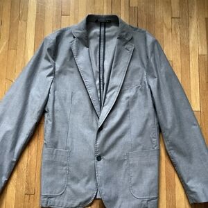 Black Brown 1826 Men's XL Solid Herringbone Gray 2 Btn Blazer,Cotton Blend,MINT